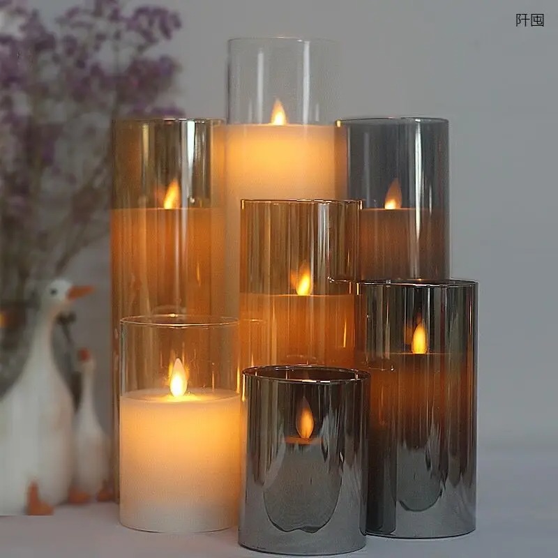 Bougie LED Rechargeable en Verre Fumé – Flamme Réaliste