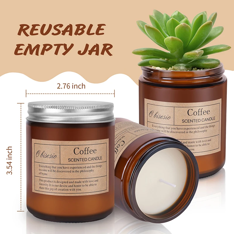 Bougie parfumée vintage café – Verre ambré rétro – Image 3