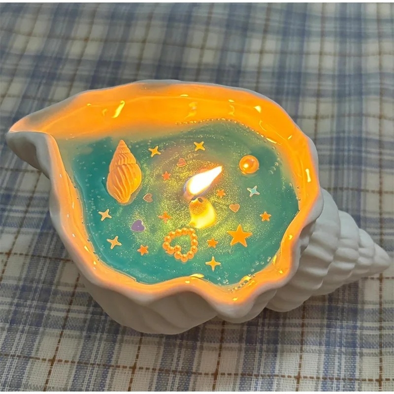 bougie_decorative_coquillage_resine_ocean
