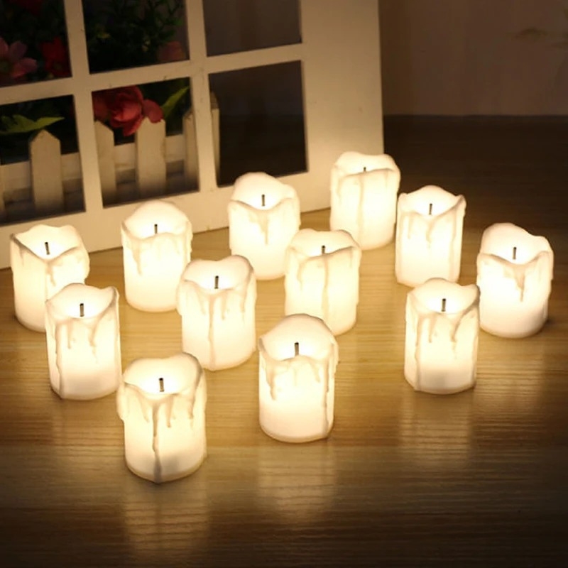 Bougie LED décorative cire fondue réaliste