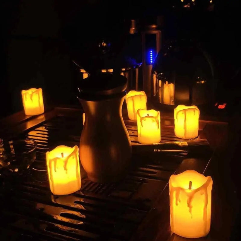Bougie LED décorative cire fondue réaliste