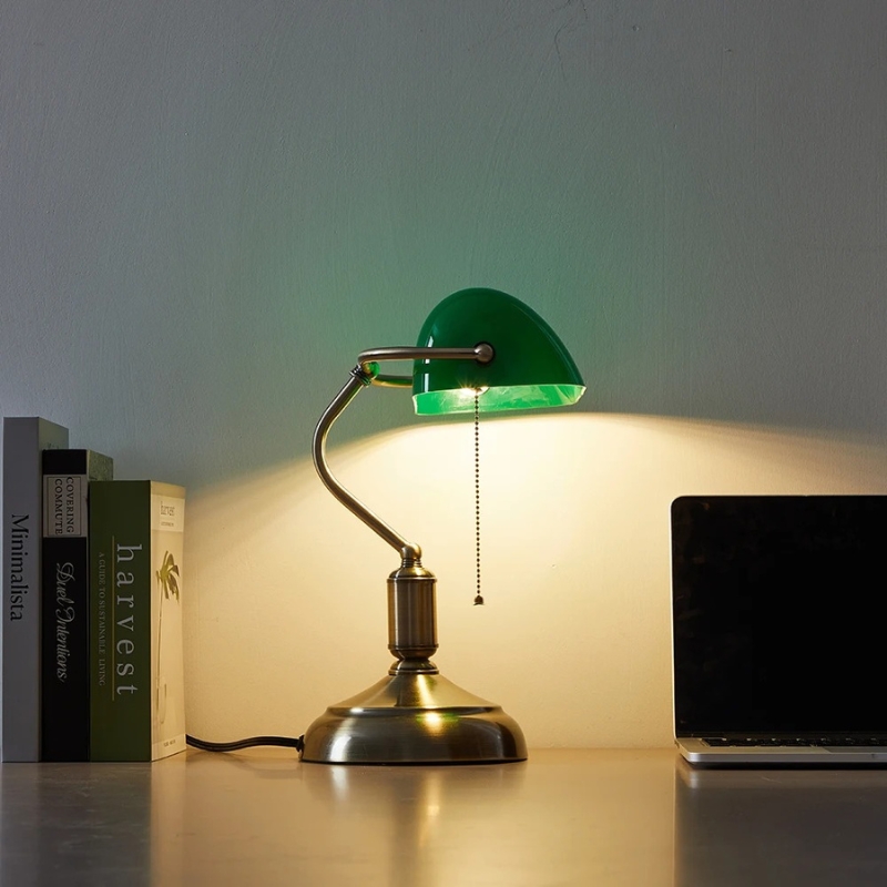Lampe de bureau métal verre style vintage