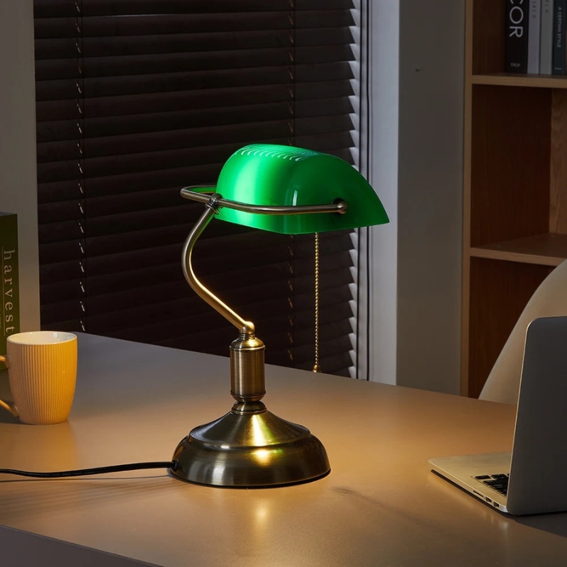 Lampe de bureau métal verre style vintage