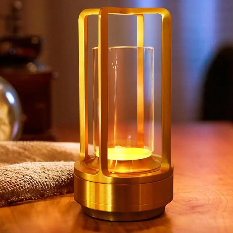 Lampe de table LED métal lanterne moderne
