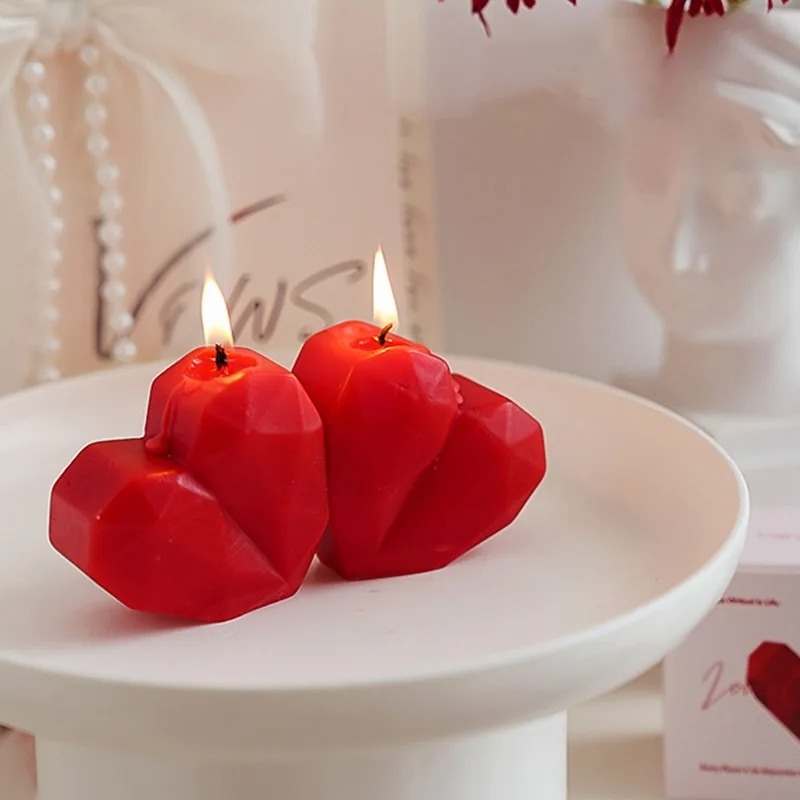 Bougie Cœur Parfumée Romantique Rouge