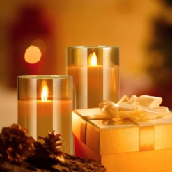 Bougie LED Rechargeable en Verre Fumé