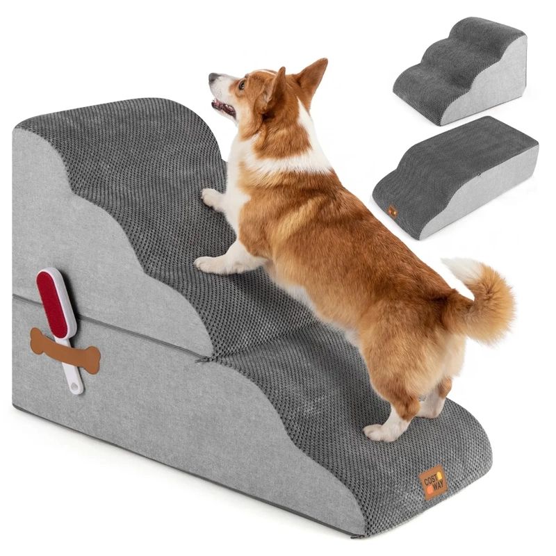 Escalier chien gris mousse confortable