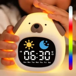 Réveil et veilleuse tactile pour enfants en forme de chiot