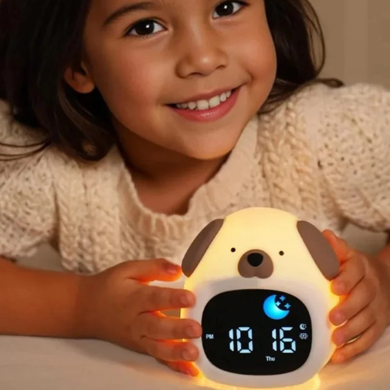 Réveil et veilleuse tactile pour enfants en forme de chiot – Image 2