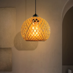 Suspension rotin bohème tressée design naturel