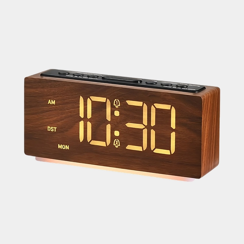 Réveil numérique LED minimaliste en bois – Image 2