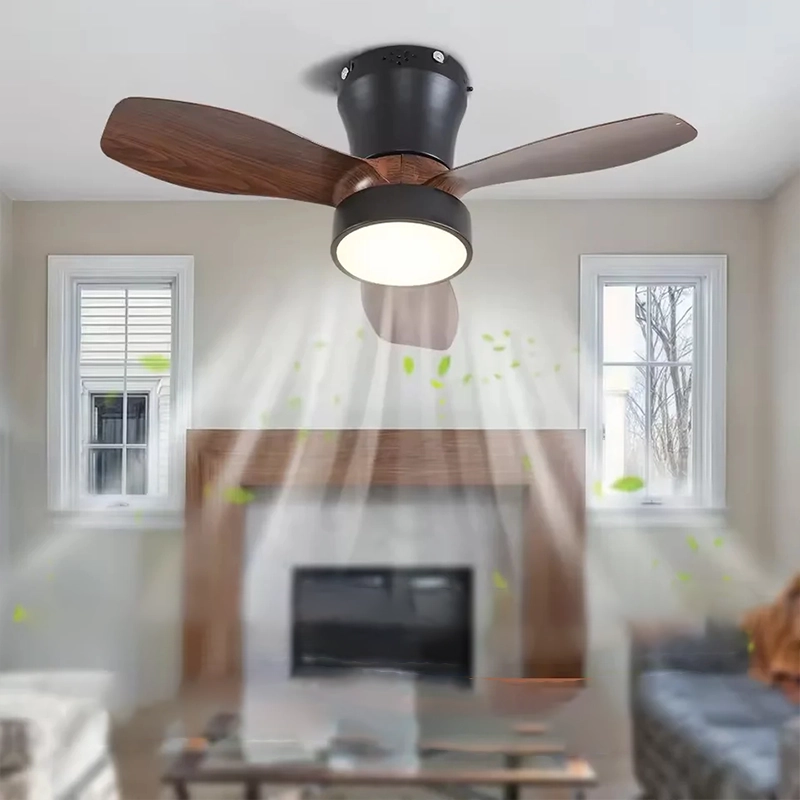 Ventilateur plafond LED bois télécommande moderne
