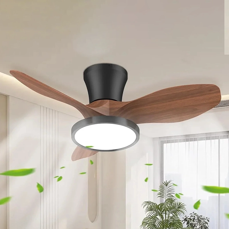 Ventilateur plafond LED bois télécommande moderne