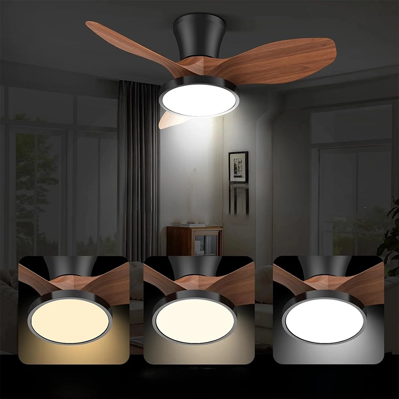 Ventilateur plafond LED bois télécommande moderne