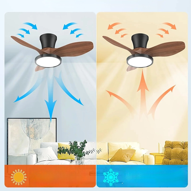 Ventilateur plafond LED bois télécommande moderne