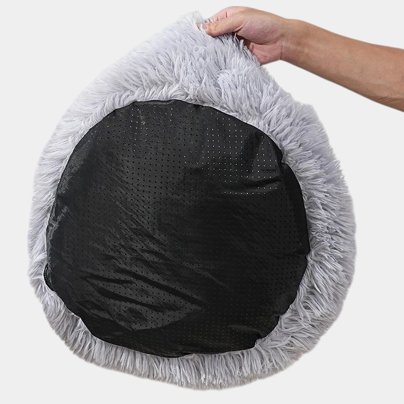 Lit chat chien peluche rayé confortable